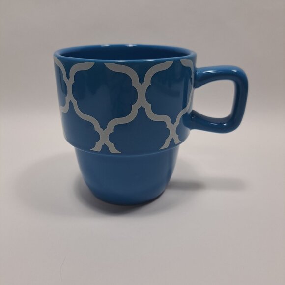 Crofton Stackable Blue White Geometric Pattern Coffee Mug 14 Fl Oz - Picture 2 of 15
